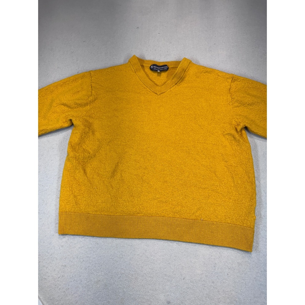 Hart Schaffner Marx Mustard Yellow Extra Fine Merino Wool V-Neck Sweater XL